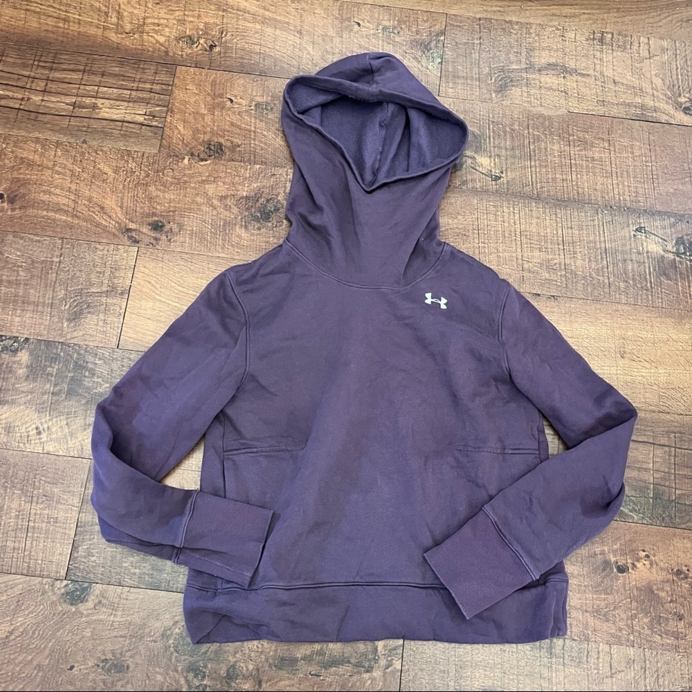 Under Armour Women pullover hoodie maroon loose fit Medium pocket 100% cotton